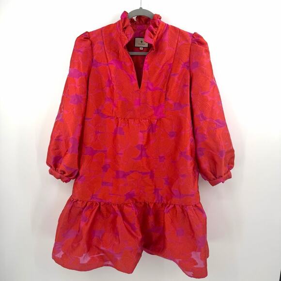 Tuckernuck Red Fil Coupe Floral Palmerston Dress in red Size M - Picture 3 of 12